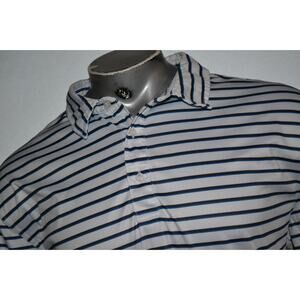 28587 AUR Wear Golf Polo Performance Shirt Blue Striped Polyester Size‎ XL Mens
